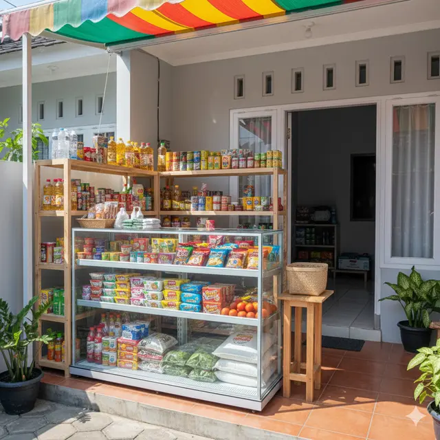 Inspirasi Warung Sembako Terbuka di Teras Rumah yang Hemat Tempat