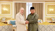 Menhan sekaligus Presiden RI Prabowo Subianto bertemu Raja Malaysia Sultan Ibrahim. (Foto: Kemenhan)