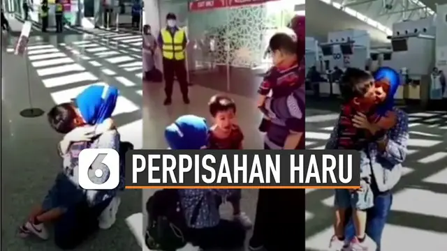 Beredar video perpisahan bocah dengan pengasuhnya yang kembali pulang ke Indonesia. Bocah itu seperti belum bisa menerima kepergian pengasuhnya itu.