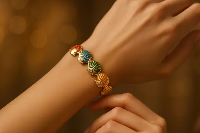 5. Gelang Emas Kerang Berlapis Warna