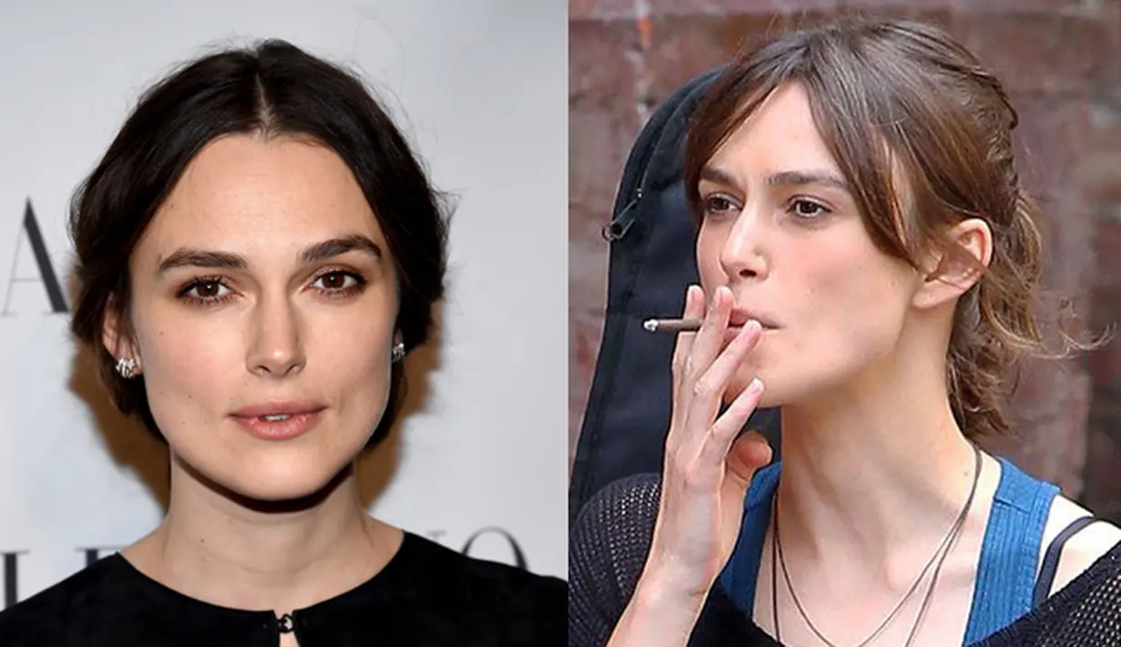 Keira Knightley merupakan salah satu aktris yang menjadi favorit media karena keterbukaannya. Namun merokok rupanya bukan kebiasaan yang ia banggakan, ia justru mencoba untuk sembunyi dari kamera jika melakukannya.(AFP/Bintang.com – pinterest.com)