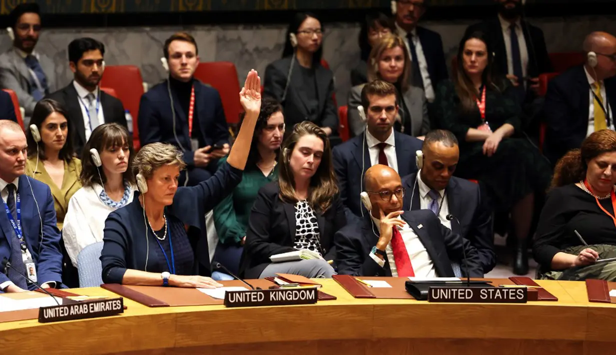 "Meskipun AS sangat mendukung perdamaian abadi di mana Israel dan Palestina dapat hidup damai dan aman, kami tidak mendukung seruan gencatan senjata segera. Hal ini hanya akan menjadi bibit bagi perang berikutnya, karena Hamas tidak memiliki keinginan untuk melihat perdamaian yang bertahan lama, untuk melihat solusi dua negara,” kata Robert Wood, Wakil Duta Besar AS untuk PBB. (Charly TRIBALLEAU/AFP)