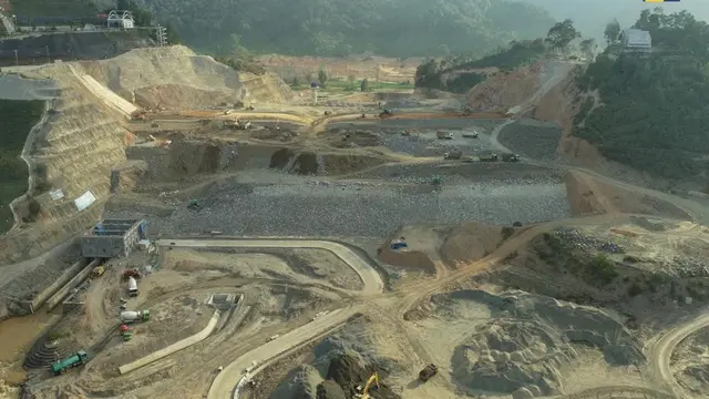 Penampakan pembangunan Bendungan Ameroro di Kabupaten Konawe, Sulawesi Tenggara (Sultra). (Dok Kementerian PUPR)
