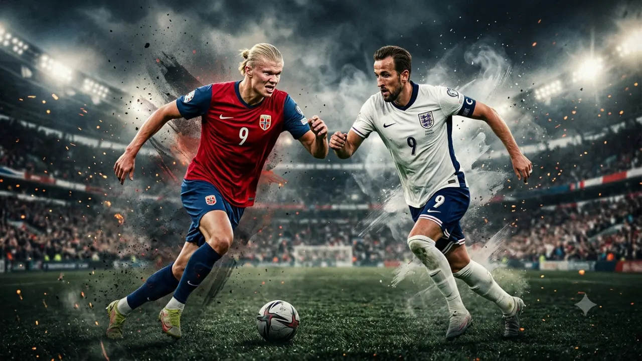 Ilustrasi Erling Halaand Vs Harry Kane