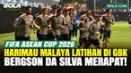 Timnas Malaysia menjalani sesi latihan di Lapangan B Gelora Bung Karno, Jakarta, Selasa (22/9/2026) malam WIB, sebagai persiapan menghadapi FIFA ASEAN Cup 2026. Sesi latihan sempat tertunda lebih dari 40 menit dari jadwal semula. Pemain naturalisasi ...