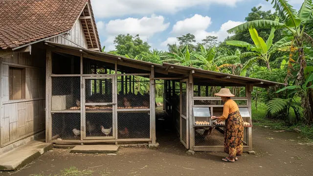 Model Kandang Ayam dengan Sistem Panen Telur Tanpa Masuk