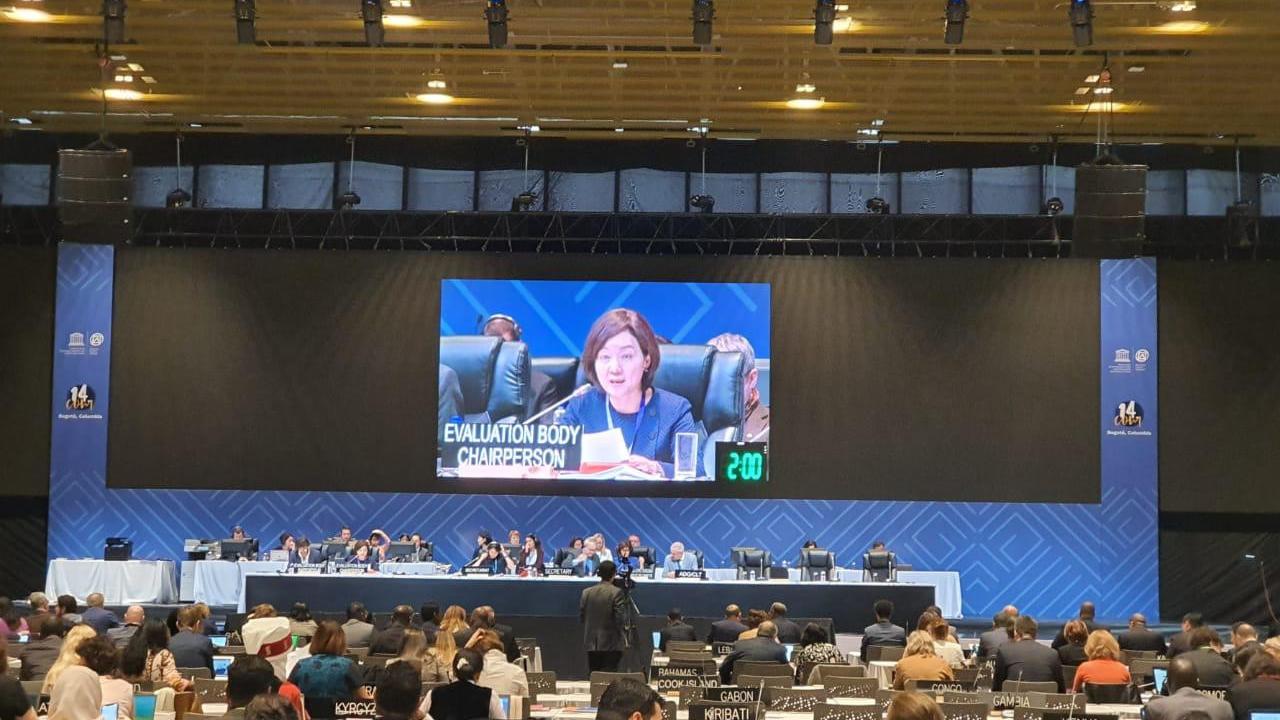 Sidang ke-14 Komite Warisan Budaya Takbenda UNESCO di Bogota, Kolombia, pada Kamis, 12 Desember 2019, menetapkan Pencak Silat ke dalam UNESCO Representative List of the Intangible Cultural Heritage of Humanity. (Dokumentasi Kemlu RI)