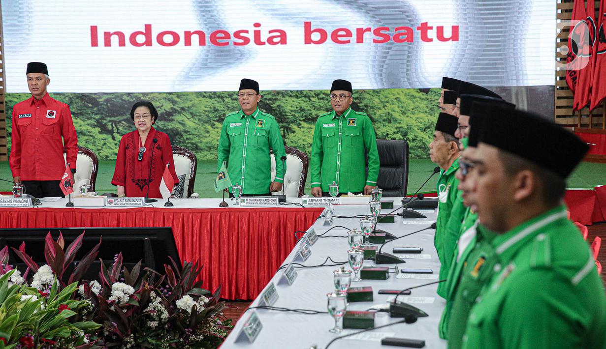 Jajaran DPP PPP mengukuhkan kerja sama politik yang dipimpin langsung oleh Megawati Soekarnoputri. (Liputan6.com/Faizal Fanani)