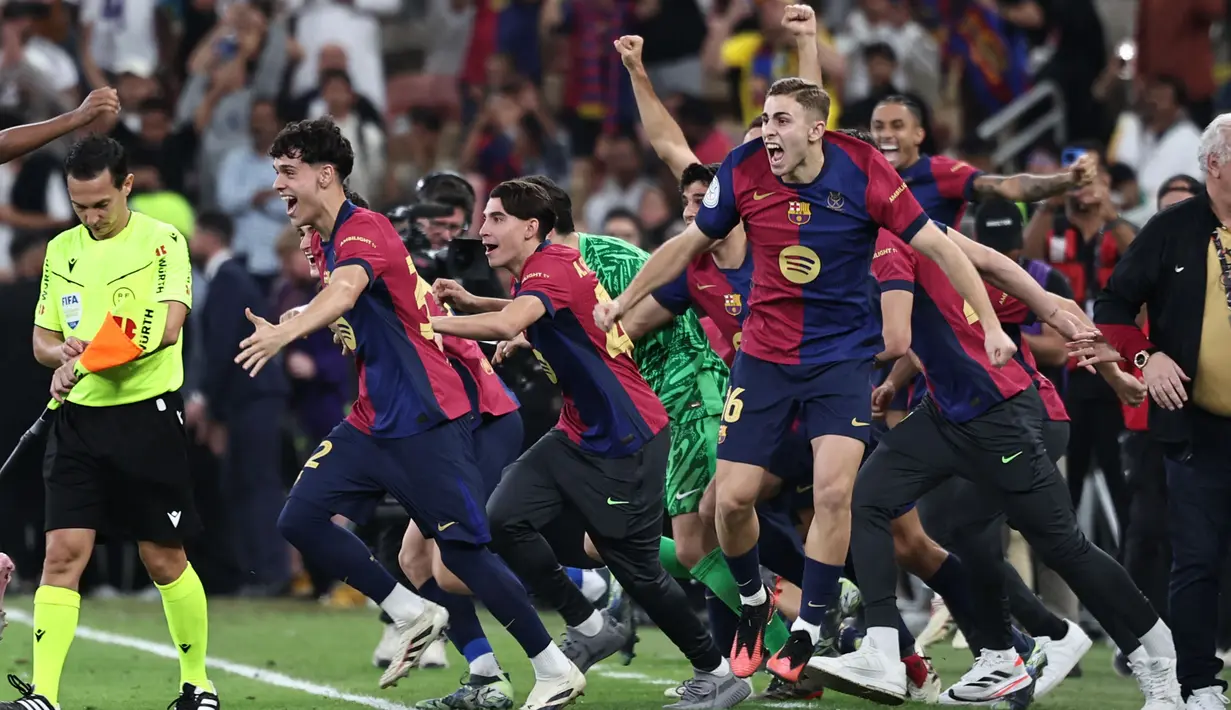 Barcelona sukses menjadi juara Piala Super Spanyol 2025. (FADEL SENNA/AFP)