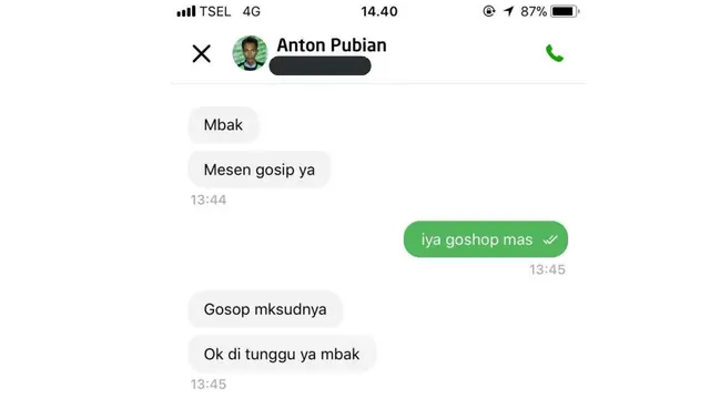 6 Chat Salah Ketik Ojek Online dan Penumpang Ini Bikin Ketawa Geli