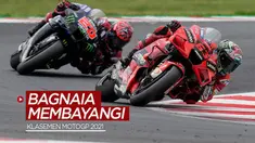 Berita motion grafis klasemen pembalap MotoGP musim 2021 setelah balapan seri San Marino, di mana Pecco Bagnaia masih membayangi Fabio Quartararo.
