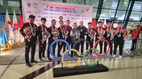 Timnas hoki indoor putra Indonesia saat tiba di tanah air usai merebut emas SEA Games 2023 (Liputan6.com)