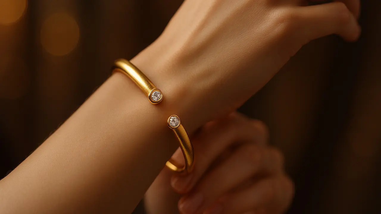 Model Gelang Emas Cuff Kombinasi 22K