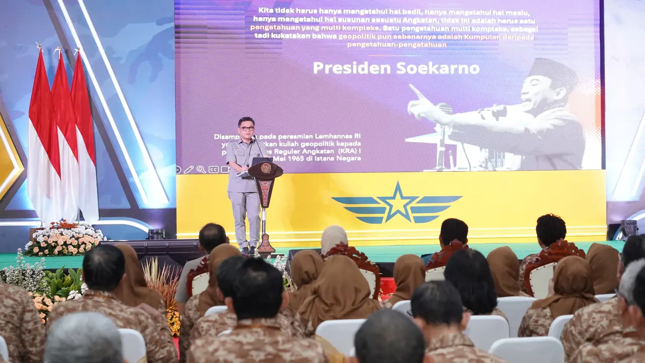 Gubernur Lemhannas Ace Hasan Syadzily saat menghadiri acara Jatim Retreat 2025, yang berlangsung di Kota Batu, Jawa Timur, Sabtu (26/4/2025). (Foto: Lemhanas)