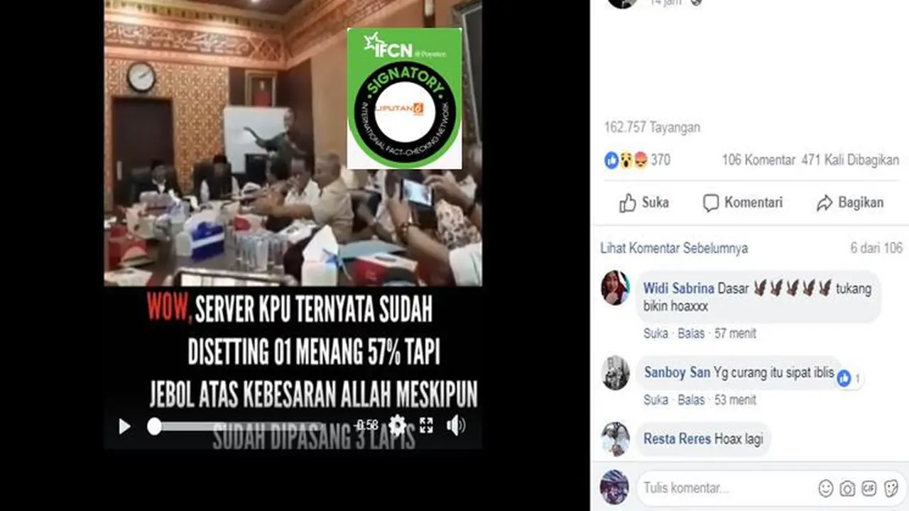 [Cek Fakta] Gambar Tangkapan Layar Video KPU