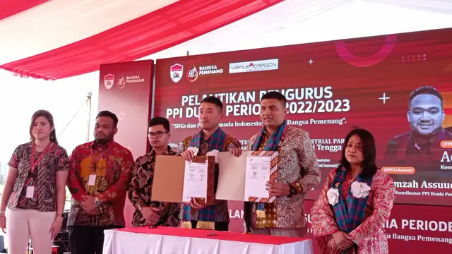 Pelantikan Pengurus Perhimpunan Pelajar Indonesia (PPI) Dunia di Kendari.(Liputan6.com/Ahmad Akbar Fua)
