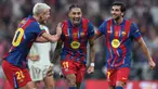 Kemenangan Barcelona atas Real Madrid dalam partai final Piala Super Spanyol 2026 tak lepas dari penampilan gemilang Raphinha. (AFP/Haitham Al-Shukairi)