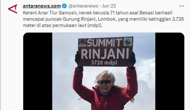 Rahasia Nenek 71 Tahun asal  Bekasi Sukses Capai Puncak Gunung Rinjani