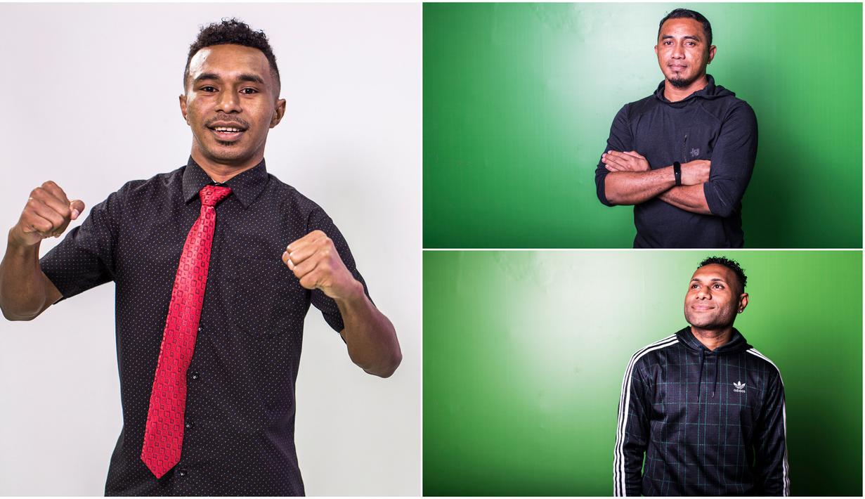 Sebelum berlangsungnya malam penghargaan Indonesian Soccer Awards, sejumlah pemain maupun mantan pemain diminta untuk foto sesi. Di luar lapangan hijau, para pemain tersebut tetap tampil keren dengan gaya masing-masing. (Kolase Foto Bola.com)