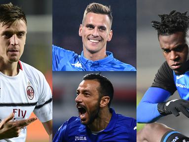 Cristiano Ronaldo tengah mengalami musim pertama yang indah bersama Juventus. Total 19 gol sudah ia buat sejak awal musim. Namun masih ada striker papan atas Serie A yang mampu mengagalkan Ronaldo menjadi raja top scorer di Serie A. (Kolase Foto AFP)