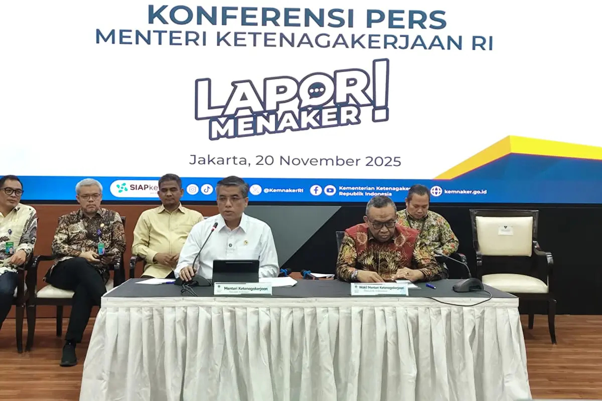 Konferensi Pers Kementerian Ketenaga Kerjaan terkait kanal 'Lapor Menaker'