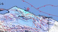 Gempa Magnitudo 5,1 mengguncang wilayah Sarmi Papua, Minggu (19/10/2025), pukul 09.52.35 WIB. (Liputan6.com/ Dok BMKG)