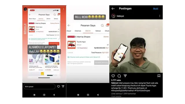 Lagi Viral, Intip Cerita Keberuntungan Dapatkan Flash Sale Toyota Agya Rp 11 Ribu di Shopee