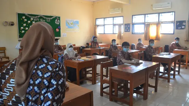 uji coba pembelajaran tatap muka (PTM) di Purbalingga, Jawa Tengah. (Foto: Liputan6.com/Humas Pemkab PBG)