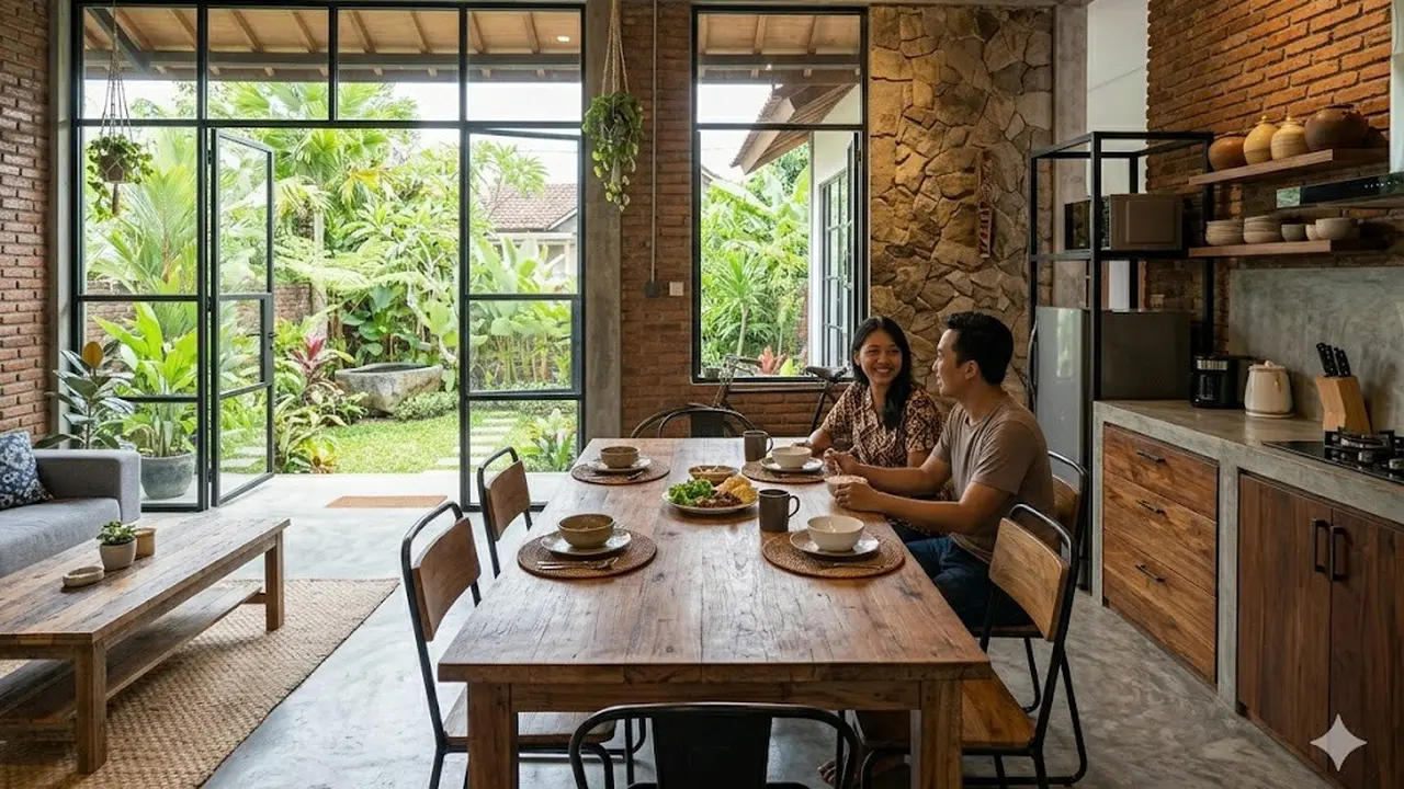 Contoh Rumah 1 Lantai Konsep Open Space di Desa untuk Pasangan Muda Budget Terbatas