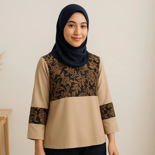 Model Batik Muslim Kekinian yang Bisa Dipakai Santai Sehari-hari/ Ilustrasi gambar oleh AI