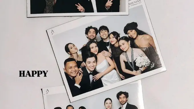 Para Pemain Film Tampil dengan Gaun Hitam di Resepsi Pernikahan Angga dan Shenina Cinnamon