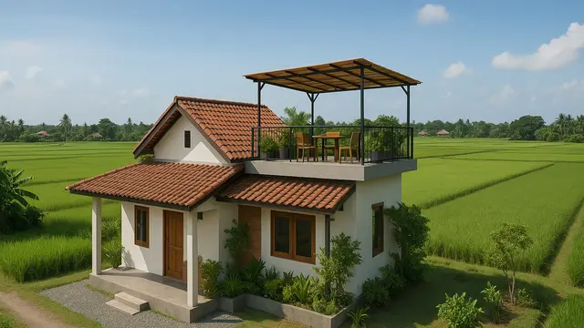 7 Gambar Rumah Sederhana Tepi Sawah yang Cantik/via ChatGPT