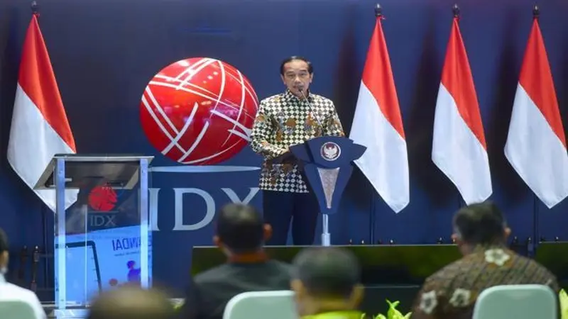 Presiden Joko Widodo (Jokowi) hadiri peresmian pembukaan perdagangan BEI 2022, Senin (3/1/2022) (Foto: Biro Pers Sekretariat Presiden-Muchlis Jr)