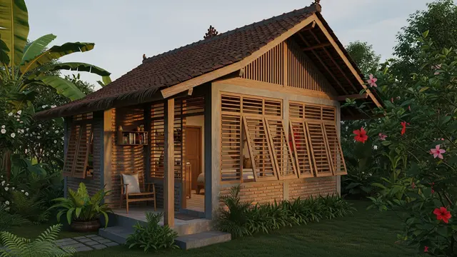 Desain Rumah Tropis Kecil dengan Ventilasi Maksimal & Cahaya Natural/ Ilustrasi AI