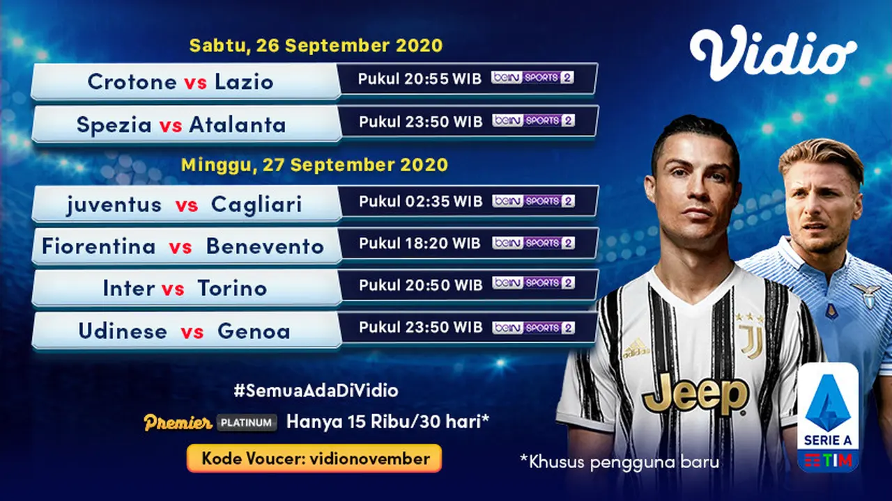 Jadwal Liga Italia Pekan 8 di Vidio