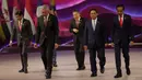 Dalam kesempatan ini, Jokowi mengucapkan selamat datang di Jakarta kepada para pemimpin negara ASEAN. Jokowi menyampaikan semua masyarakat Indonesia sangat senang menyambut kehadiran keluarga besar ASEAN. (AP Photo/Dita Alangkara, Pool)
