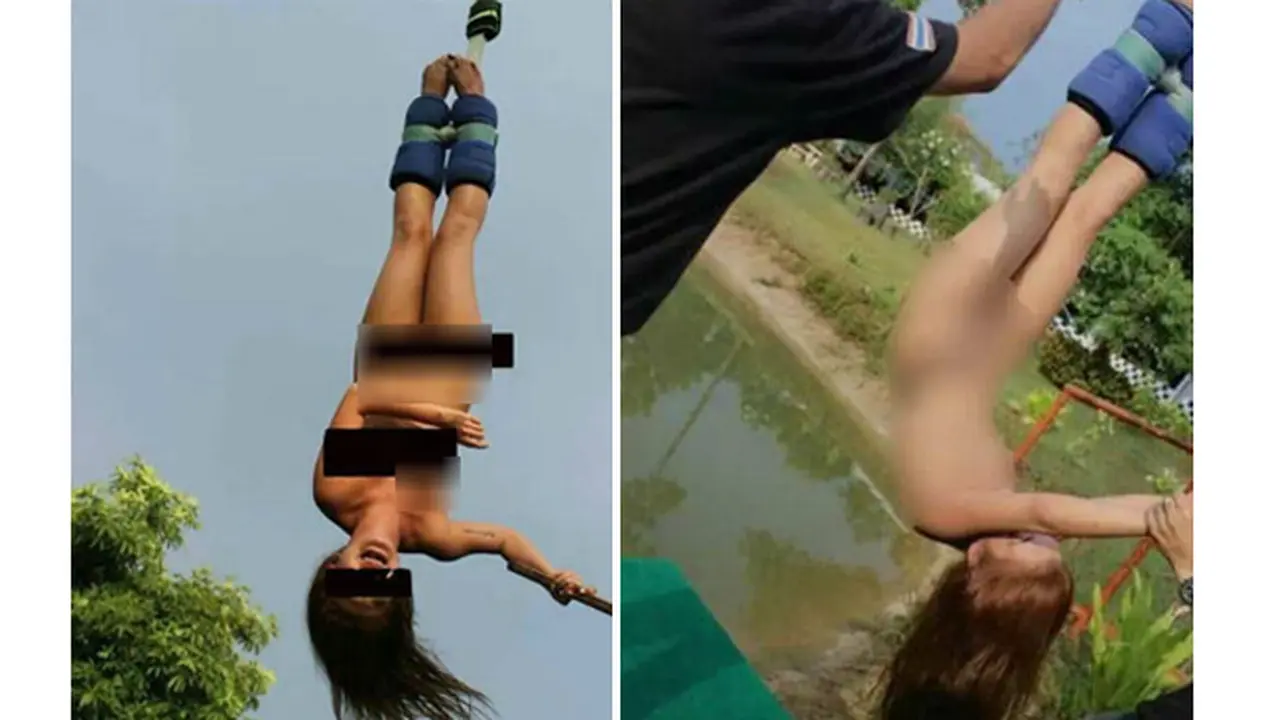 Perempuan Ini Nekat Bugil Saat Bungee Jumping