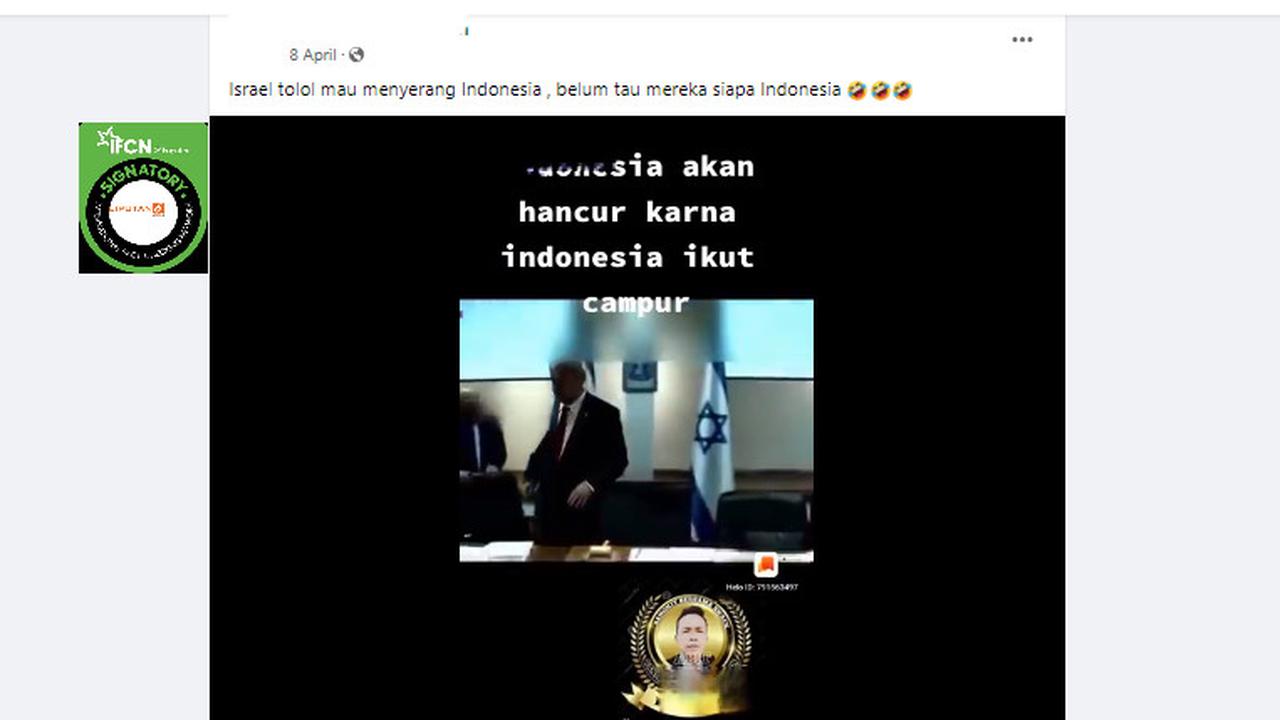 Tangkapan layar klaim video Presiden Israel ancam serang Indonesia seperti Palestina