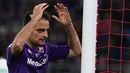 Giacomo Bonaventura yang kini berusia 34 tahun dan tengah menjalani musim keempat bersama Fiorentina tercatat telah bermain sebanyak 352 laga di Serie A Liga Italia hingga kini. Selain Fiorentina yang dibelanya sejak 2020/2021, sebelumnya ia juga pernah berseragam Atalanta dan AC Milan mulai 2007/2008 hingga 2019/2020. (AFP/Isabella Bonotto)