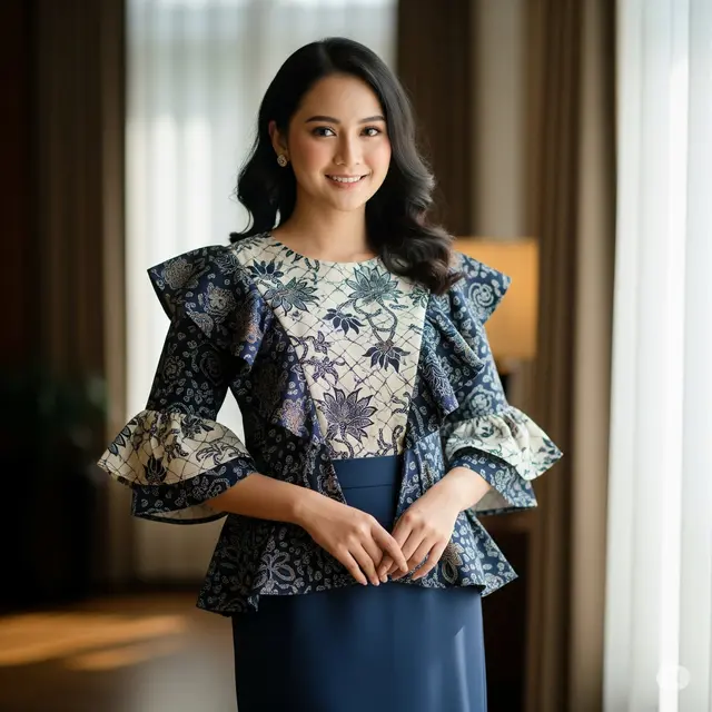 Blouse Batik Lengan Ruffle Layer