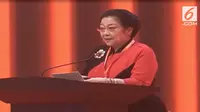 Ketua Umum PDIP Megawati Soekarnoputri saat menyampaikan pidato politik pada HUT ke-45 PDIP. (Liputan6.com)