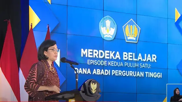 Menkeu Sri Mulyani pada acara Webinar Merdeka Belajar.