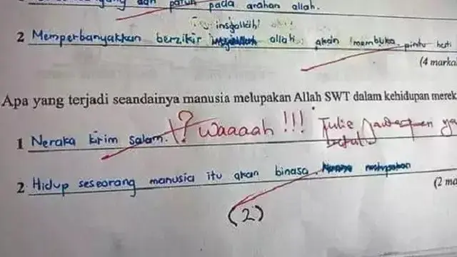 6 Potret Lembar Jawaban Murid Penuh Coretan Guru Ini Bikin Elus Dada