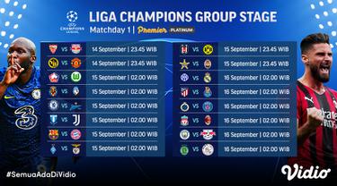 Jadwal dan Live Streaming Liga Champions 2021/2022 Pekan Pertama di Vidio, 14-16 September 2021