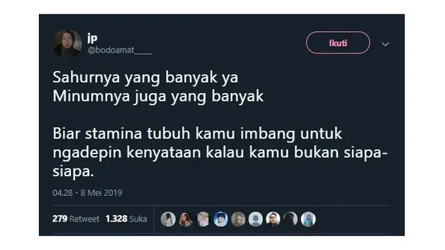 Pesan Netizen Agar Makan Banyak Saat Sahur Ini Bikin Senyum Kecut