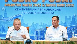 Menteri Perhubungan Dudy Purwagandhi memaparkan evaluasi dari penyelenggaraan Angkutan Nataru 2025/2026.  (Dok Kemenhub)