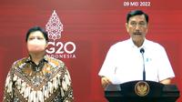 Menko Luhut dalam Keterangan Pers Bersama Menteri Kabinet Indonesia Maju, di Kantor Presiden, Senin (9/5/2022)
