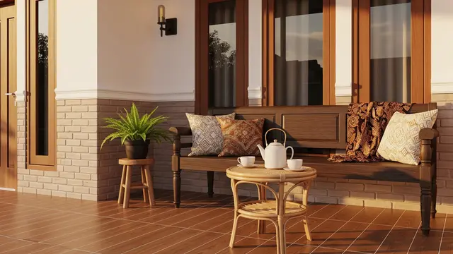 Desain Natural dengan Keramik Motif Kayu Cokelat