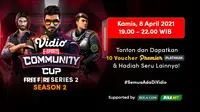 Live streaming Vidio Community Cup (VCC), Kamis (8/4/2021) pukul 19.00 WIB dapat disaksikan melalui platform Vidio. (Dok. Vidio)