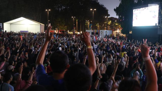 Ketegangan Suporter Indonesia Saat Nobar Bulutangkis Asian Games 2018